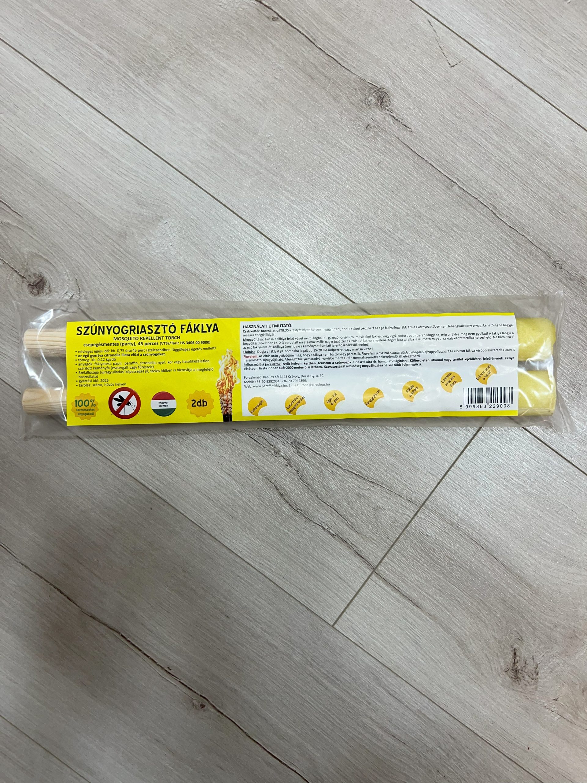 Szúnyogriasztó csepegésmentes paraffinfáklya 45 perces 2 darabos