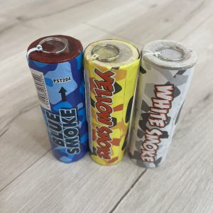 Curacao/szurkolói csomag(3 db/csomag)Füstgyertya 70_gránát_kék_sárga_fehér
