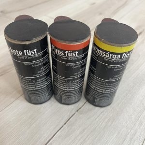 Belgium/szurkolói csomag(3 db/csomag)Füstgyertya_120_sárga_piros_fekete